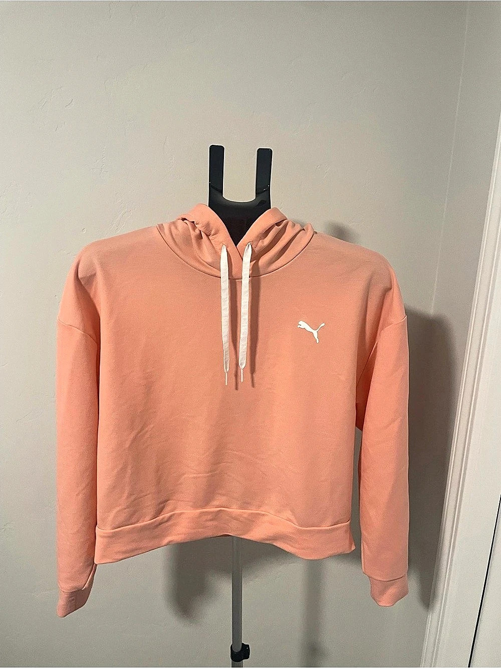 Puma Cropped Pullover Hoodie Pink Medium